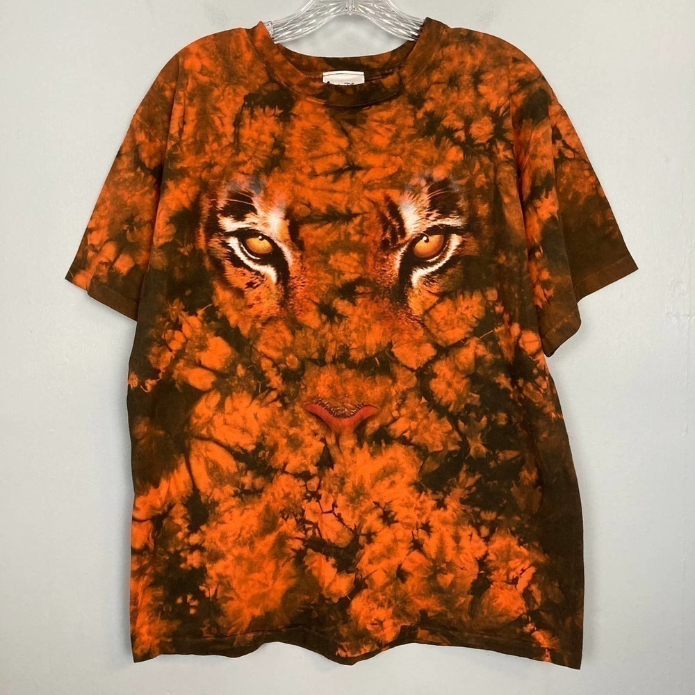 WALT Disney World Animal Kingdom Tie-Dye Tiger Face Eyes Tee Shirt Men's Size S